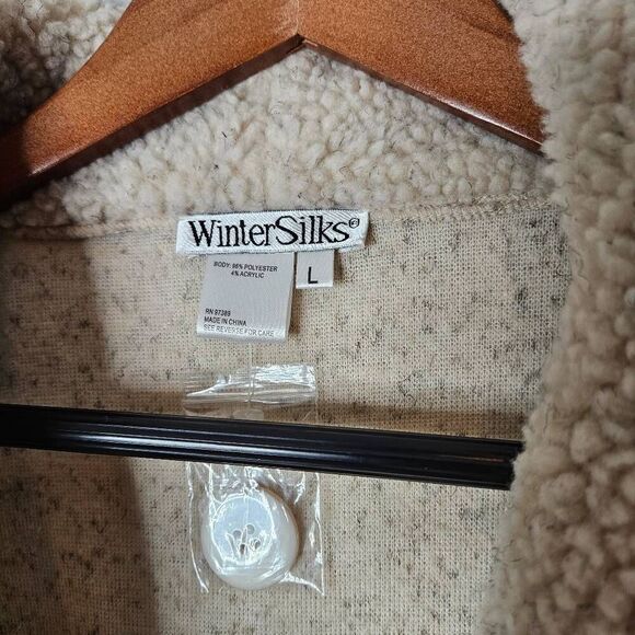 WinterSilks Oversized Sherpa Teddy Coat sz Large NWT - Picture 2 of 5
